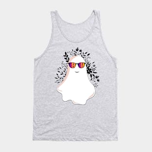 Ghost with flowers floral soul halloween :cool ghost summer Tank Top